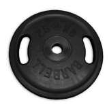 Блин обрезиненный MB Barbell Евро - Классик 25 кг, с ручками, черный ф50 мм