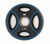 Диск олимпийский полиуретановый черный с четырьмя хватами 2.5 кг Original Fit.Tools ф50 мм